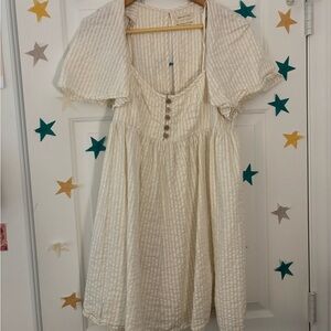 Urban Outfitters White Striped Babydoll Dress